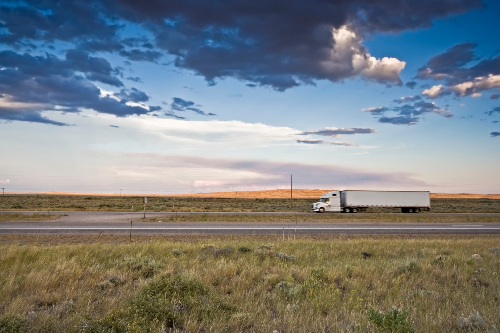 Semi trucks parked at secure facility